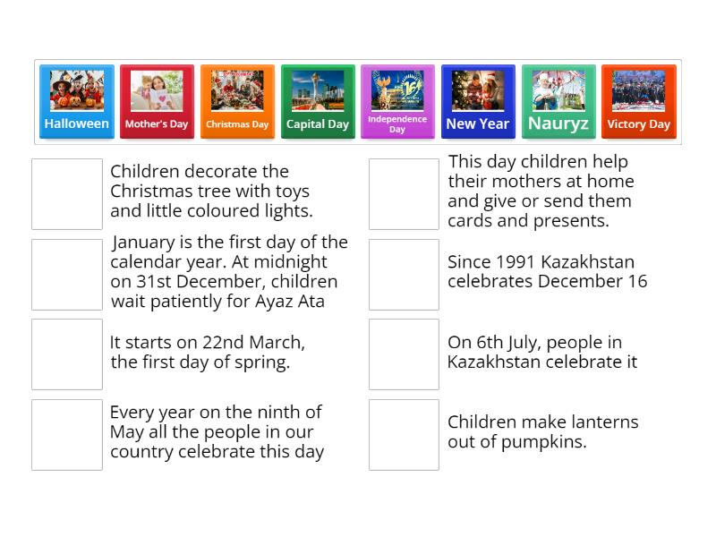 Celebrations and special days - Match up Celebrations and special days - Match up