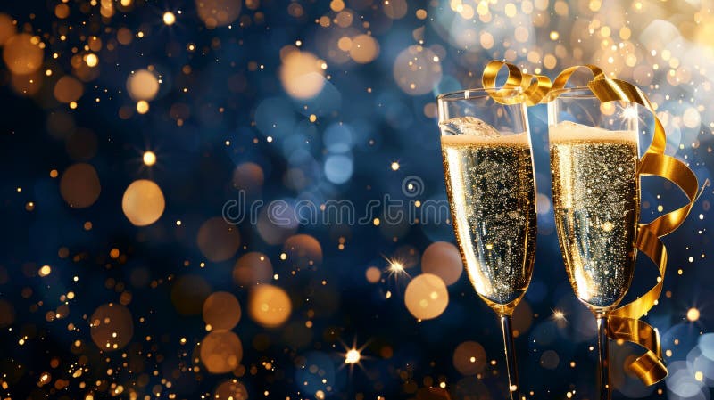 Festive Celebration with Champagne Flutes Surrounded by Holiday ...